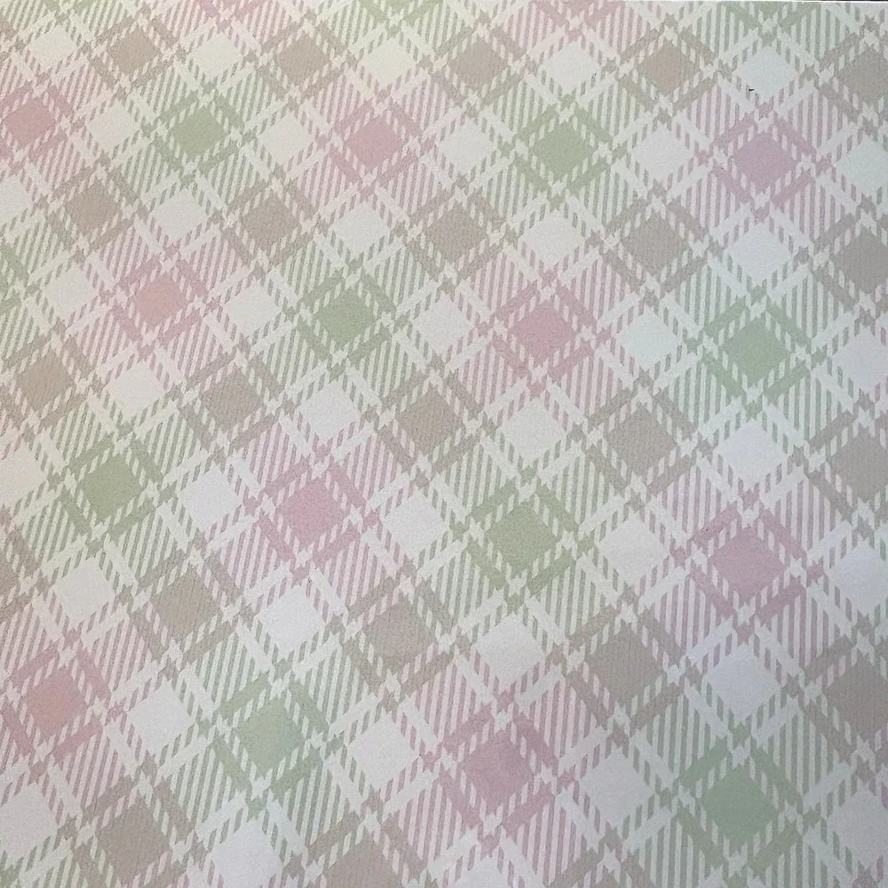 Agnes Dines Spring Plaid Paper Placemats 8 Pcs Pink & Green USA Made 17x 11